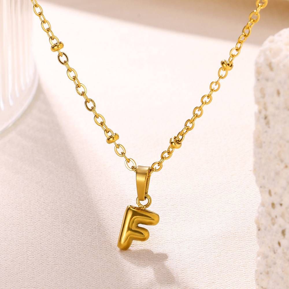 Fashion Simple Temperament Hot Jewelry Accessories Stainless Steel Plated Gold Mini Bubble Letter Pendant_ipsvogv.com