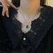Crystal Studded Diamond Geometric Square Necklace, Emerald Personalized Collarbone Chain, Ladylike Temperament, Niche_ipsvogv.com