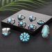 New Bohemian Feather Turquoise Hollow 9-piece Set Ring_ipsvogv.com