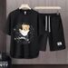 Men's Clothing 2024 Waffle Casual Summer Suit Men's Loose Teen Short sleeved T shirt Shorts Handsome Two piece Suit_ipsvogv.com