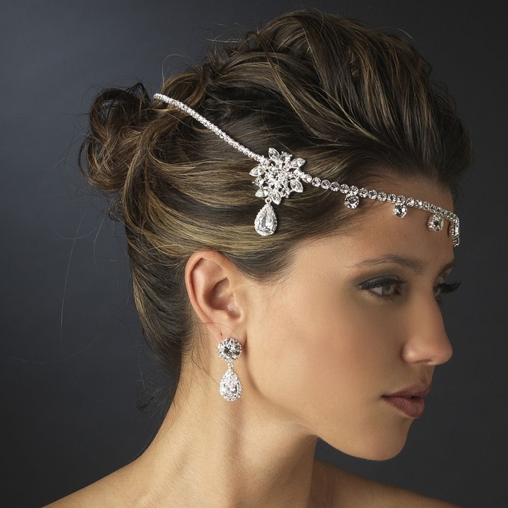 Bridal wedding zircon Hair accessories full diamond water drop pendant Hair chain European and American sparkling crystal headdress Hair chain_ipsvogv.com