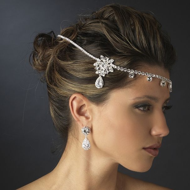 Bridal wedding zircon Hair accessories full diamond water drop pendant Hair chain European and American sparkling crystal headdress Hair chain_ipsvogv.com