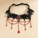 Gothic Style Pure Desire Lace Blood Drop Red Crystal Sexy Ring JK Tassel Leg Chain_ipsvogv.com