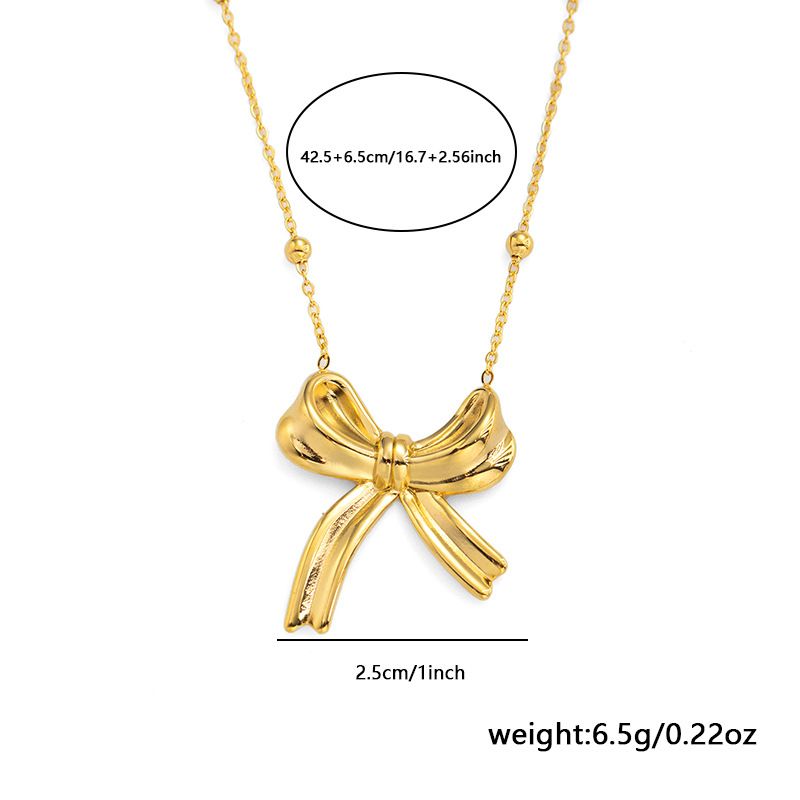 New Titanium Steel Bowknot Layered Versatile Elegant Design Clavicle Chain Internet Celebrity Trendy Necklace_ipsvogv.com
