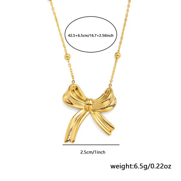 New Titanium Steel Bowknot Layered Versatile Elegant Design Clavicle Chain Internet Celebrity Trendy Necklace_ipsvogv.com