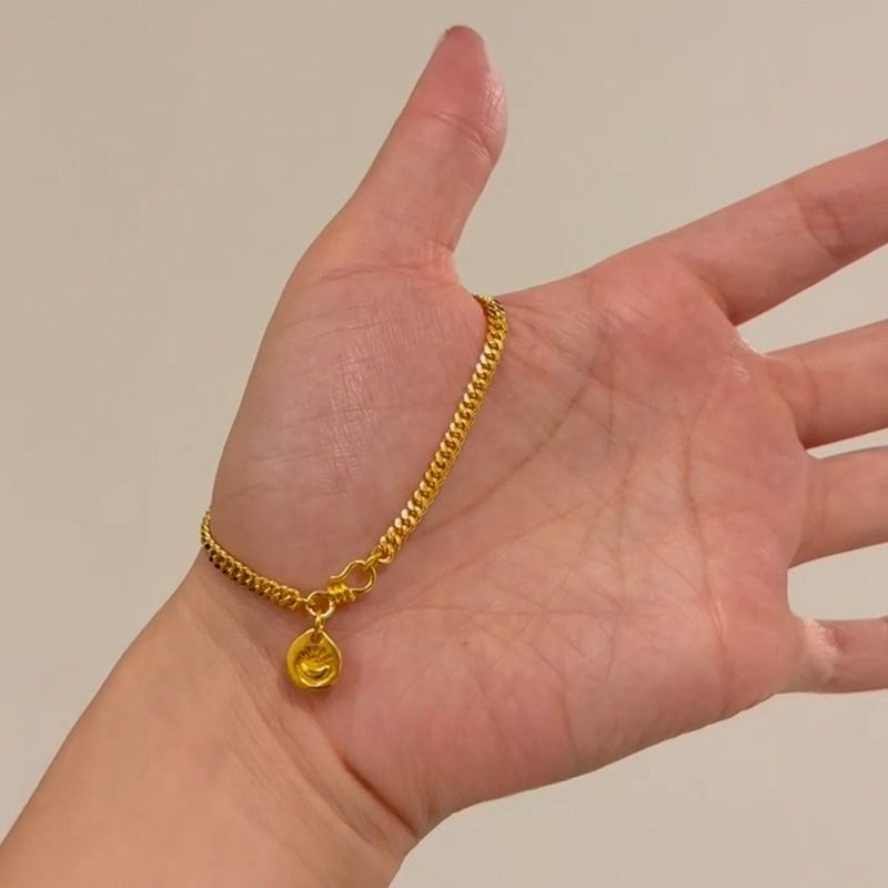 【Jinyun Ring】Gold Cuban Chain Bracelet For Women Pendant Gold Ingot Zodiac Year Jewelry Wealth_ipsvogv.com