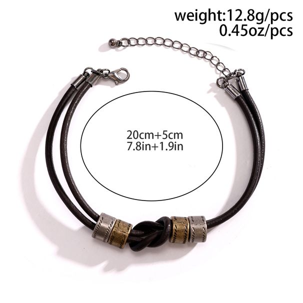 hip hop personality leather ring bracelet men's simple fashion high end retro knotted bracelet men's jewelry_ipsvogv.com