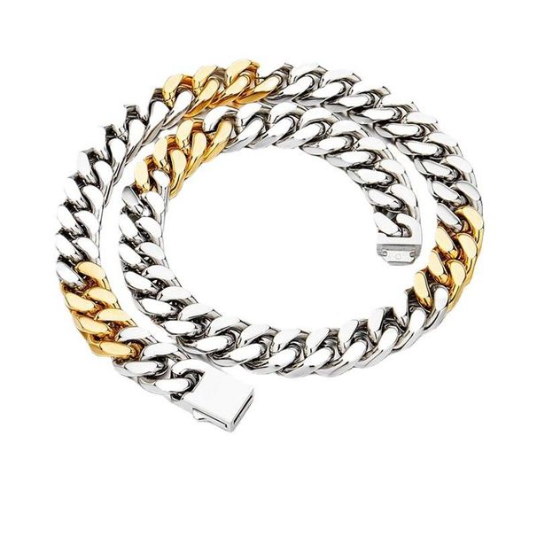 Women's Jewelry Gold And Silver Stitching Necklace Jewelry High End Hip Hop Stainless Steel Cuban Chain Female Sweater Chain Jewelry_ipsvogv.com