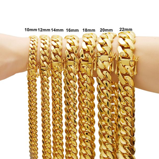 Men's Jewelry Hip Hop Jewelry Stainless Steel Titanium Steel Thin Cuban Chain Encryption Chain Necklace Clavicle Chain Vacuum Gold Plated_ipsvogv.com