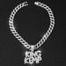 Letter KINGKEMP Alloy Pendant Hip-hop Trend Full Diamond Fashion Cuban Chain Necklace Jewelry_ipsvogv.com
