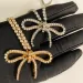 Paris B Brand Bowknot designer necklace for women gold geometry woman sweet bow knot chain choker shine nature diamond_ipsvogv.com