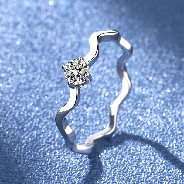 Mosang Stone Geometric Four Claw Wave Pattern Diamond With Irregular Shape Personalized Ring For Women's S Pure Silver_ipsvogv.com