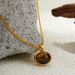 French Simple Clavicle Chain Copper Plated Maillard Tiger Eye Necklace Oval Pendant Necklace_ipsvogv.com