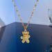 Steel 【 Titanium 】 Light Luxury Full Diamond Little Bear Micro Inlaid True Gold Necklace For Women, Instagram Internet 【 】 Women,_ipsvogv.com