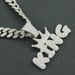 hip hop cool glossy king letter pendant necklace necklace Men's trendy cool Cuban chain accessories_ipsvogv.com