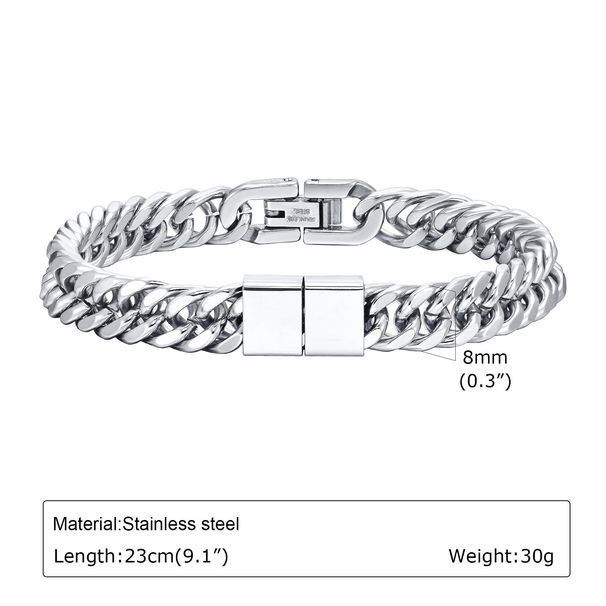 Men's Jewelry Personalized Jewelry DIY Accessories Stainless Steel Double Woven Chain Bracelet Steel Color Spring Water Jewelry_ipsvogv.com