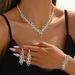 Jewelry Rhinestone Necklace Earrings Bracelet Three-Piece Set Bride Wedding Evening Party Accessories_ipsvogv.com