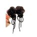 Unisex White Organza Flower Crystal Tassel Earrings New Style Trendy Long Niche Temperament Versatile Earrings For Women_ipsvogv.com