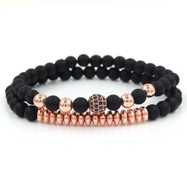 Source Jewelry 6mm Black Matte Hand Worn Copper Beads Flying Saucer Micro Diamond Ball Bracelet Bracelet Set Wholesale Men_ipsvogv.com