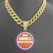 Round Brand MAKE AMErica CREAT AGAIN Letter Alloy Color Diamond Pendant Men's Necklace_ipsvogv.com