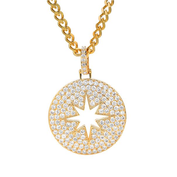 Pendants & Charms New Round Hollow Star Pendant Micro Inlaid Zircon Pendant Military Brand Hip Hop Jewelry_ipsvogv.com