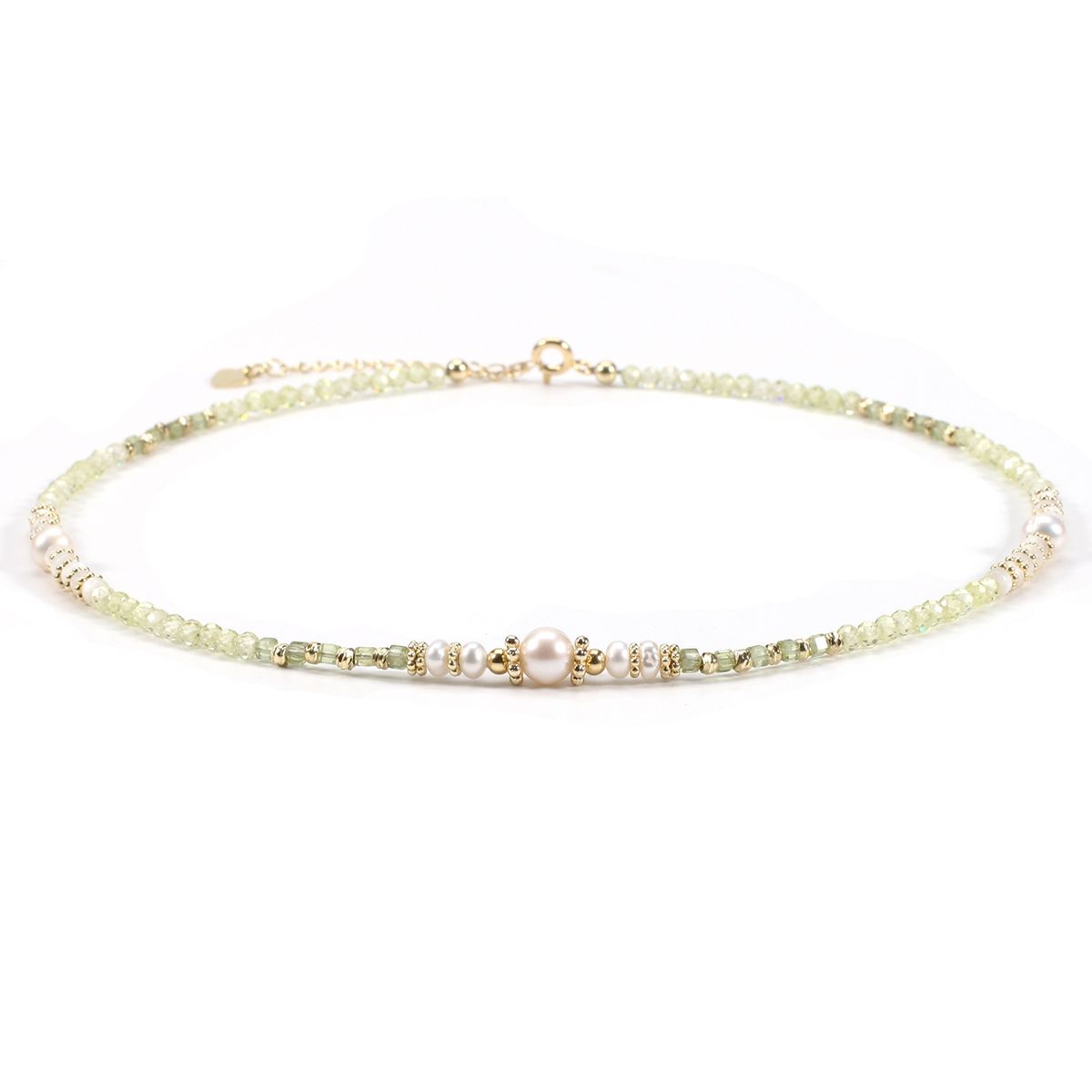3cm Olive Crystal Cube Zircon Freshwater Pearl Shell Necklace Female Ins Simple_ipsvogv.com