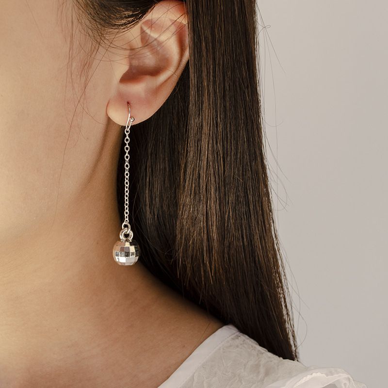Fashion new earrings Alloy metal texture disco ball earrings Women's personalized earrings_ipsvogv.com