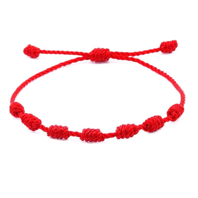 7 knot braided red rope bracelet female Evil hamsa palm eye evil devil's eye pendant bracelet_ipsvogv.com