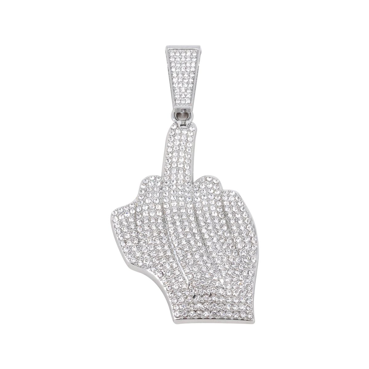 Unisex New Finger Inlaid Diamond Alloy Pendant Men's Band Punk Rap Hip Hop Cuban Necklace_ipsvogv.com