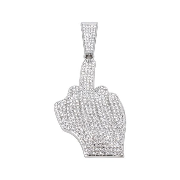 Unisex New Finger Inlaid Diamond Alloy Pendant Men's Band Punk Rap Hip Hop Cuban Necklace_ipsvogv.com