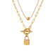Women's Jewelry Set Fashion Two Wear Lock Steel Bead Pendant Clavicle Chain Double Layer Necklace Titanium Steel Jewelry_ipsvogv.com