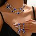 Square Double Layer Necklace Tassel Earrings Light Luxury Wedding Two-Piece Set Multicolor_ipsvogv.com