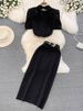 Women's Clothing light mature style, bubble short sleeves, single breasted, polka dot chiffon shirt, two piece suit_ipsvogv.com