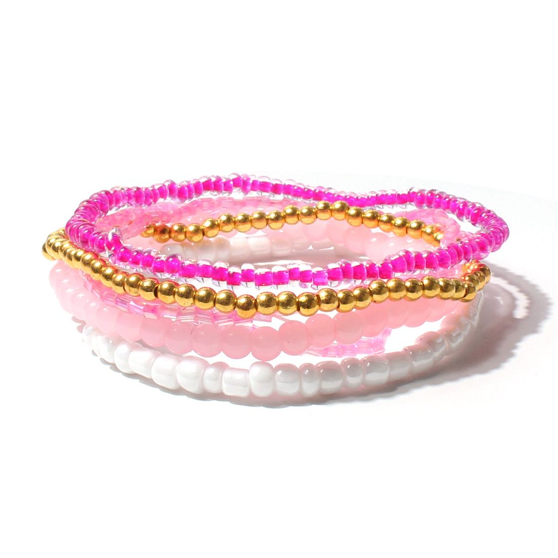Bohemian style beaded fashionable multi-layer beige mixed color elastic bracelet, F16310_ipsvogv.com