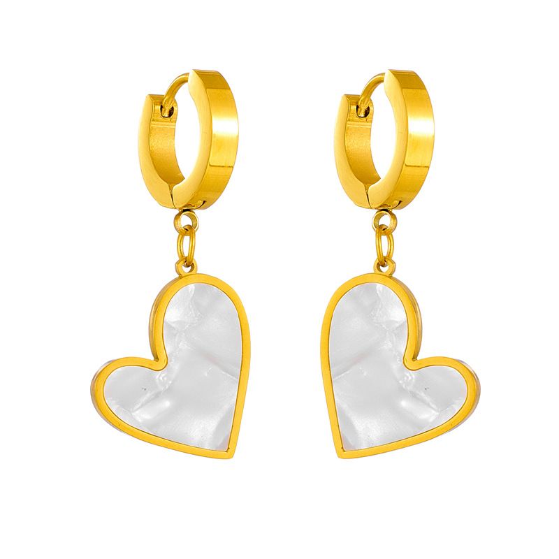 Minimalist titanium steel earrings for women, color retention for new style shells, great love for stainless steel_ipsvogv.com