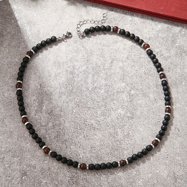Summer Beach Stainless Steel Necklace Jewelry Simple Coconut Shell Wood Chip Necklace Niche Men's Green Peacock Stone Necklace_ipsvogv.com