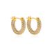Unisex Copper Plated Micro Inlaid Zirconium Earrings Real Gold Circle Ear Buckles Retro Light Luxury Commuter Earrings_ipsvogv.com