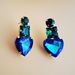 New colored diamond geometric heart shaped alloy diamond earrings Fashionable personality super flash earrings_ipsvogv.com