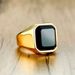 New Style Jewelry Simple Square Personalized Black Agate Men's Plated Ring_ipsvogv.com