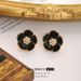 French Retro Versatile Temperament Flower Earrings Enamel Earrings French Retro Camellia Black Earrings_ipsvogv.com