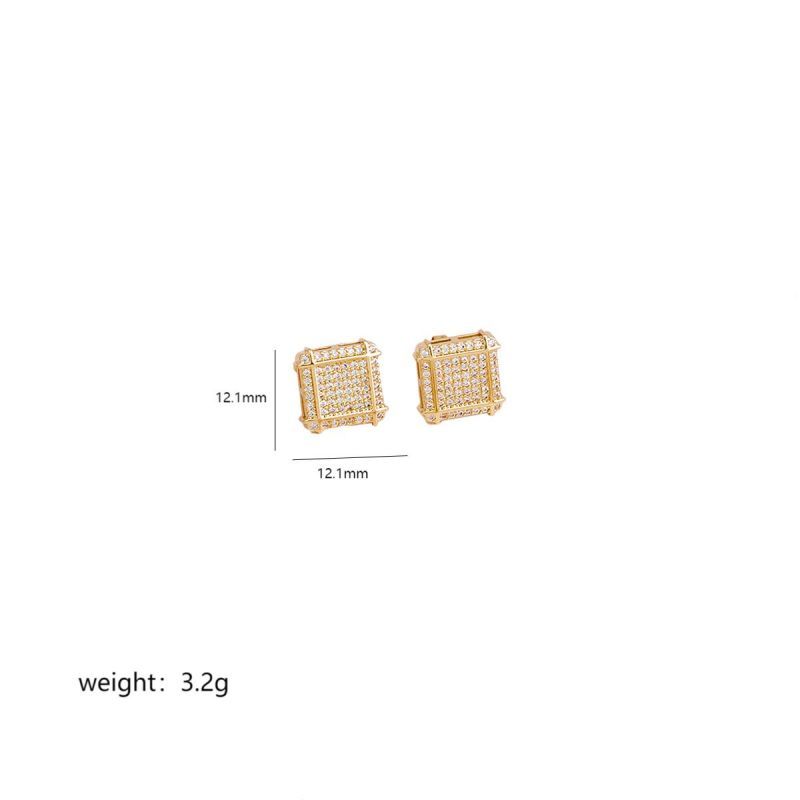 Trendy Popular Men's Earrings Inlaid With Zircon Metal Geometric Korean Version Of Women's Small And Versatile Ear_ipsvogv.com