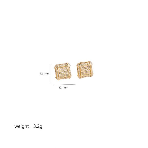 Trendy Popular Men's Earrings Inlaid With Zircon Metal Geometric Korean Version Of Women's Small And Versatile Ear_ipsvogv.com