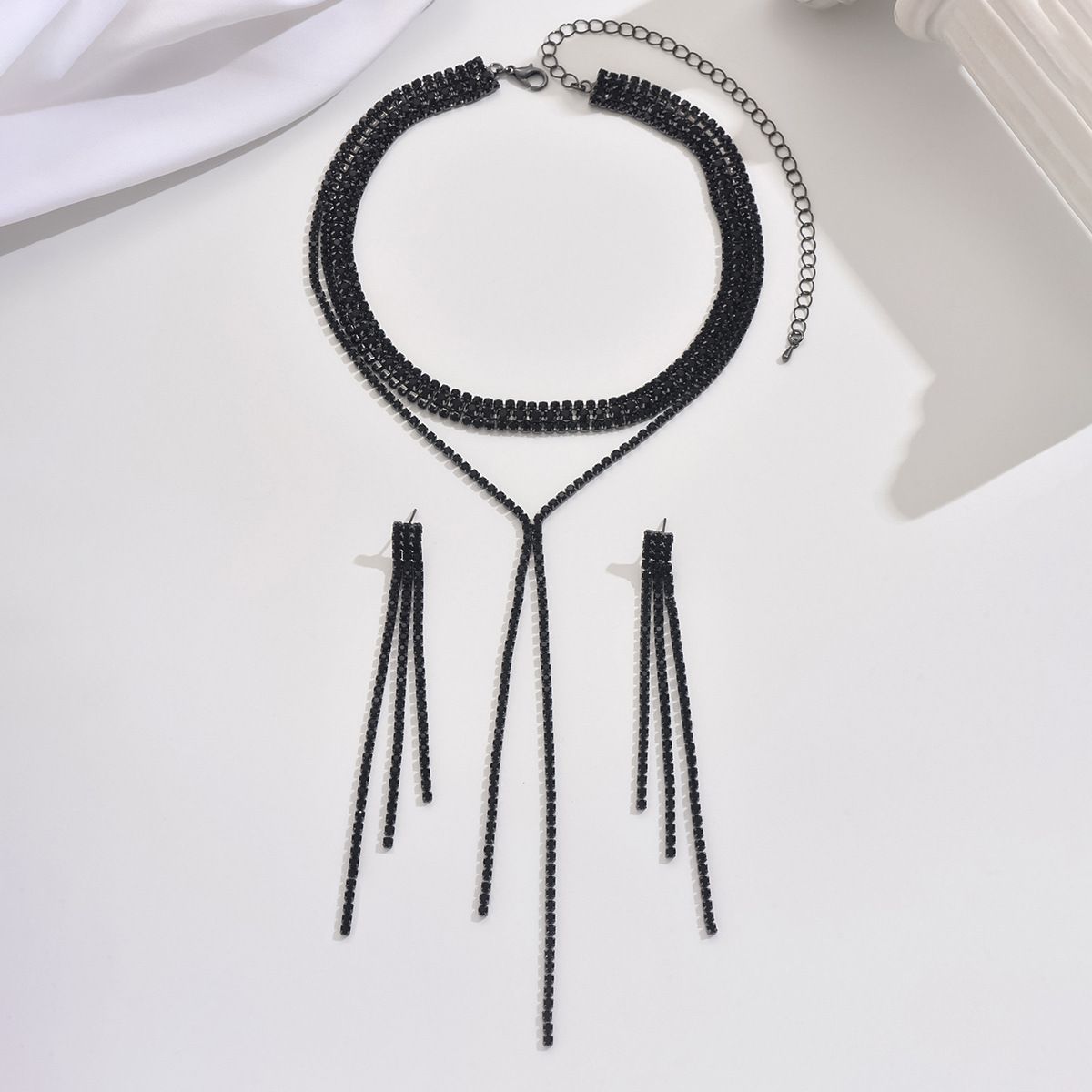 Women’s Jewelry Set Fashion Design Bohemian Style Y Shaped Rhinestone Inlaid Multi Layer Necklace Tennis Chain Lasso Clavicle Chain_ipsvogv.com