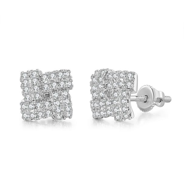Hot hip hop zircon earrings for men and women with full diamond gold plated threaded earrings, hot earrings_ipsvogv.com