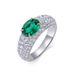 Fashion Cultivated Emerald Ring Female S925 Silver Inlaid Cultivated Colored Gemstone Full Diamond Ring Light Luxury_ipsvogv.com
