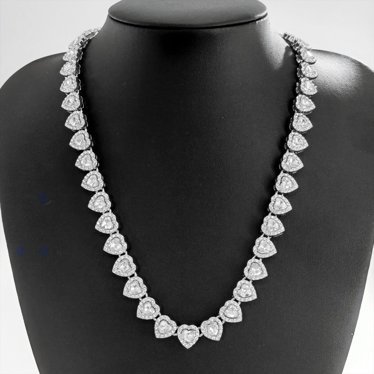 Hot Selling 11mm Heart Full Diamond Cuban Chain Alloy Rhinestone Punk Exaggerated Necklace Bracelet_ipsvogv.com