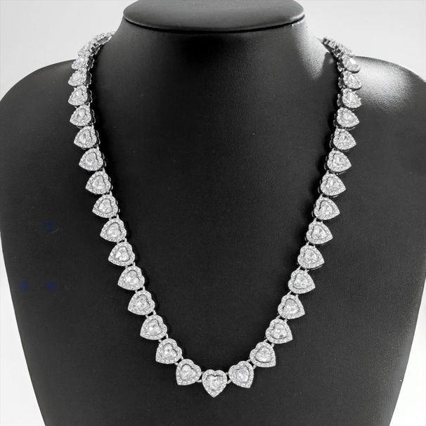 Hot Selling 11mm Heart Full Diamond Cuban Chain Alloy Rhinestone Punk Exaggerated Necklace Bracelet_ipsvogv.com