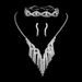 Exquisite Diamond-like Tassel Necklace - 3-Piece Clavicle Jewelry Set For Women, Silver Plated_ipsvogv.com