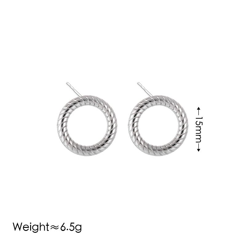 Women's Jewelry Set Fashion Retro Pattern Geometric Circle Necklace Bracelet Earrings Three Piece Set Stainless Steel Material_ipsvogv.com