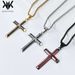 Stainless steel oil drip bevel cross necklace niche personality quality titanium steel pendant_ipsvogv.com